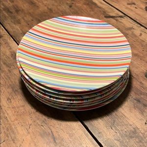 Striped Melamine Plates, set of 7